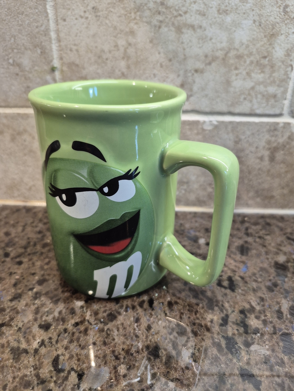 M&M Coffee Mug Official Licensed Green Girl By Mars Inc 2008 4" Tall Tea Cup